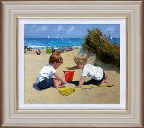 Playing Amongst The Dunes by Sherree Valentine Daines - Framed Canvas on Board