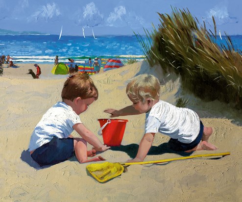 Playing Amongst The Dunes by Sherree Valentine Daines - Canvas on Board